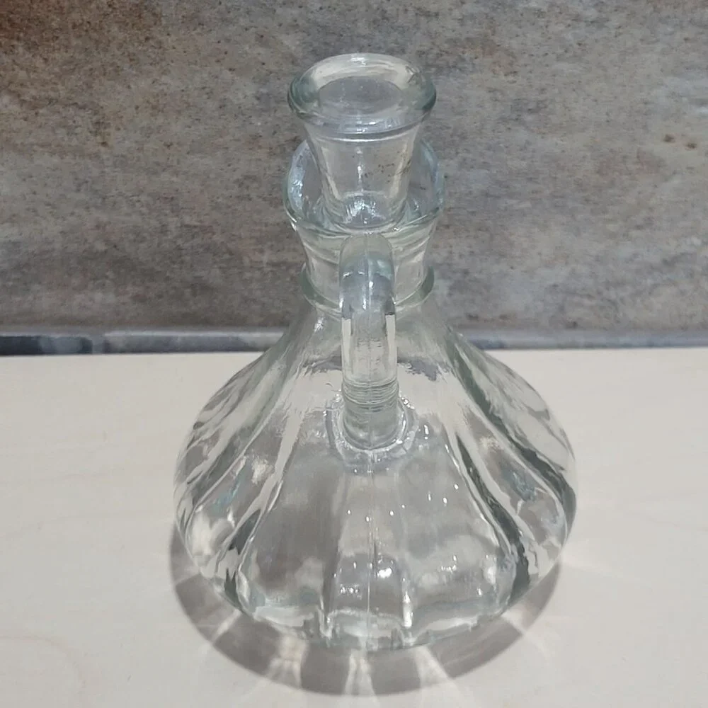 Vintage Crystal Clear Glass Cruets with Stopper Oil Vinegar Decanter